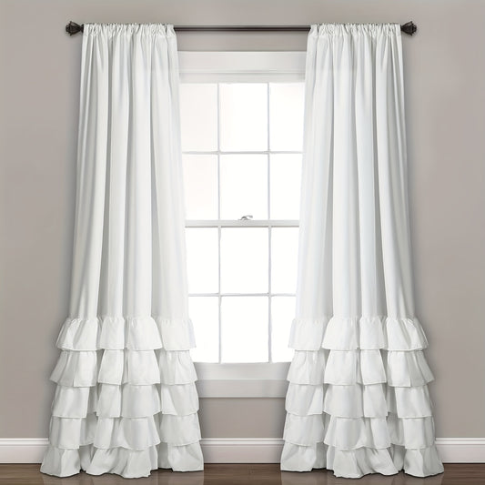 2pcs Heavy Duty Ruffle Curtains, Decorative Curtains For Living Room, Office Home Decor