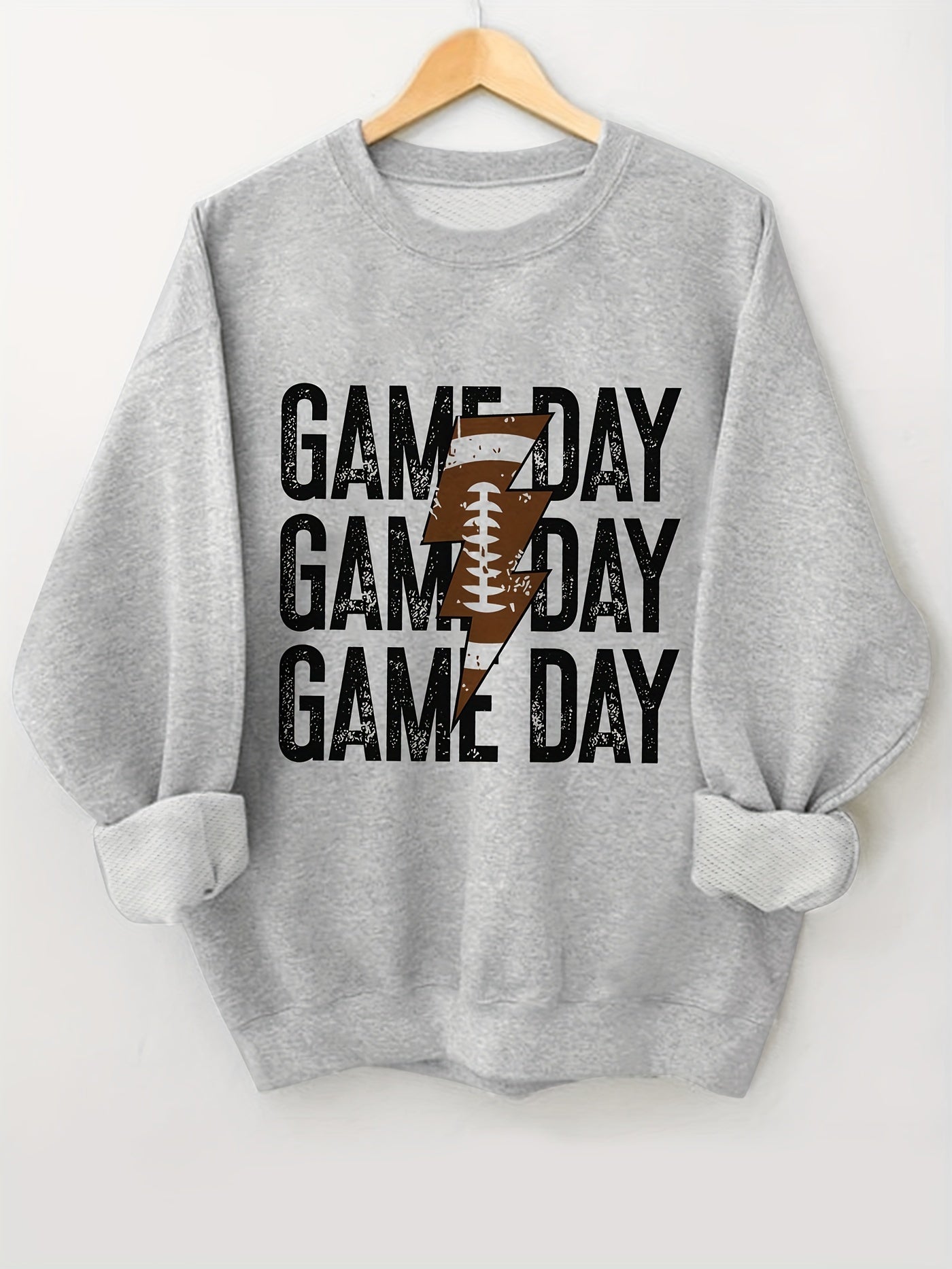 Cozy Game Day Print Pullover Sweatshirt - Fashion Sweatshirts for Women - Casual Long Sleeve Crew Neck Design, Soft and Warm for Fall & Winter, Perfect for Outdoor Activities