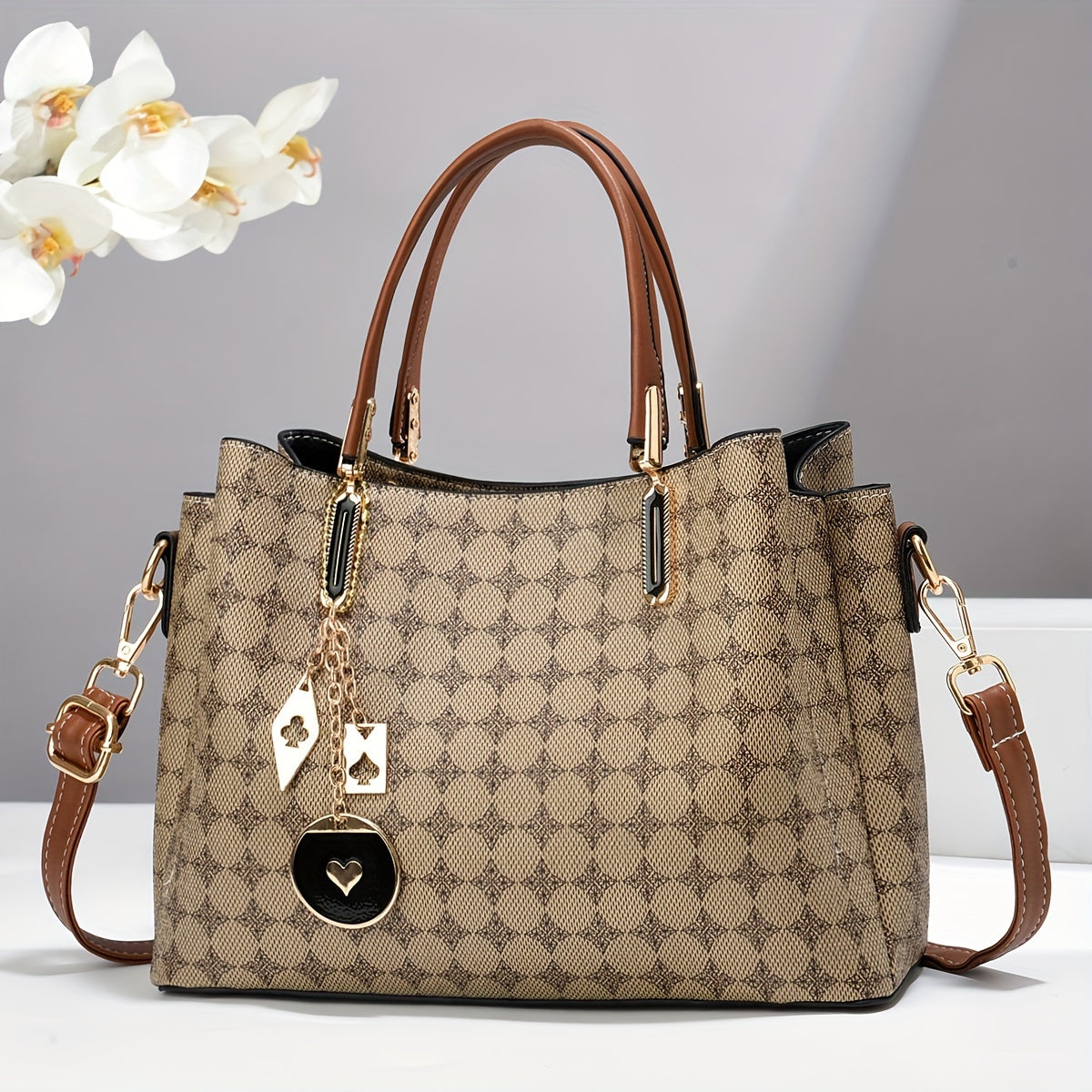 Elegant Women's Tote Bag - Chic Large Capacity Shoulder Handbag with Adjustable Strap, Zip Closure, and Polyester Lining