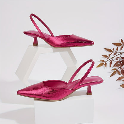 Chic Women's All-Season Slingback Kitten Heels | Lightweight Stiletto with Elegant Pointed Toe