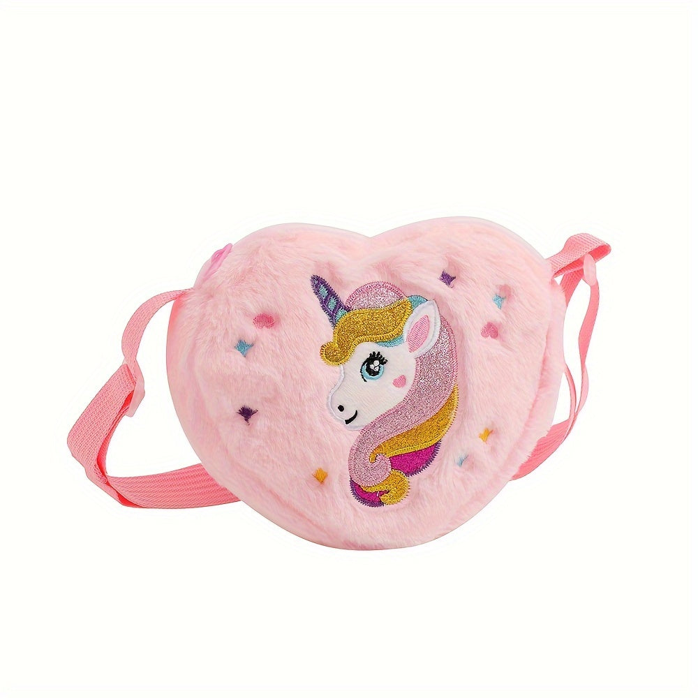 Adorable Plush Unicorn Shoulder Bag for Girls – Lightweight, Durable with Zip Pocket and Polyester Lining