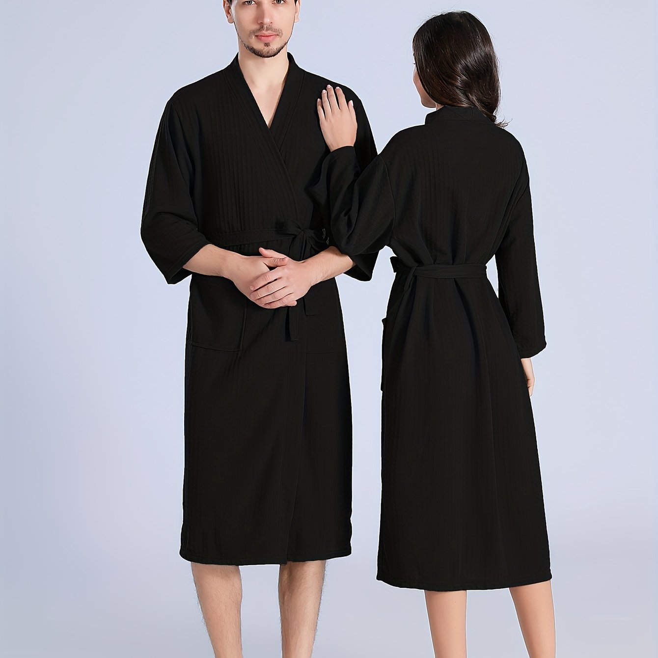 Men's Breathable Comfy Solid Color Thin Style Robe For Home Pajamas Wear Nightgown Sets After A Bath For Spring And Summer