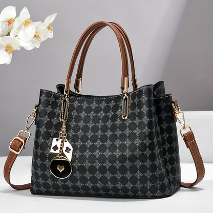 Elegant Women's Tote Bag - Chic Large Capacity Shoulder Handbag with Adjustable Strap, Zip Closure, and Polyester Lining