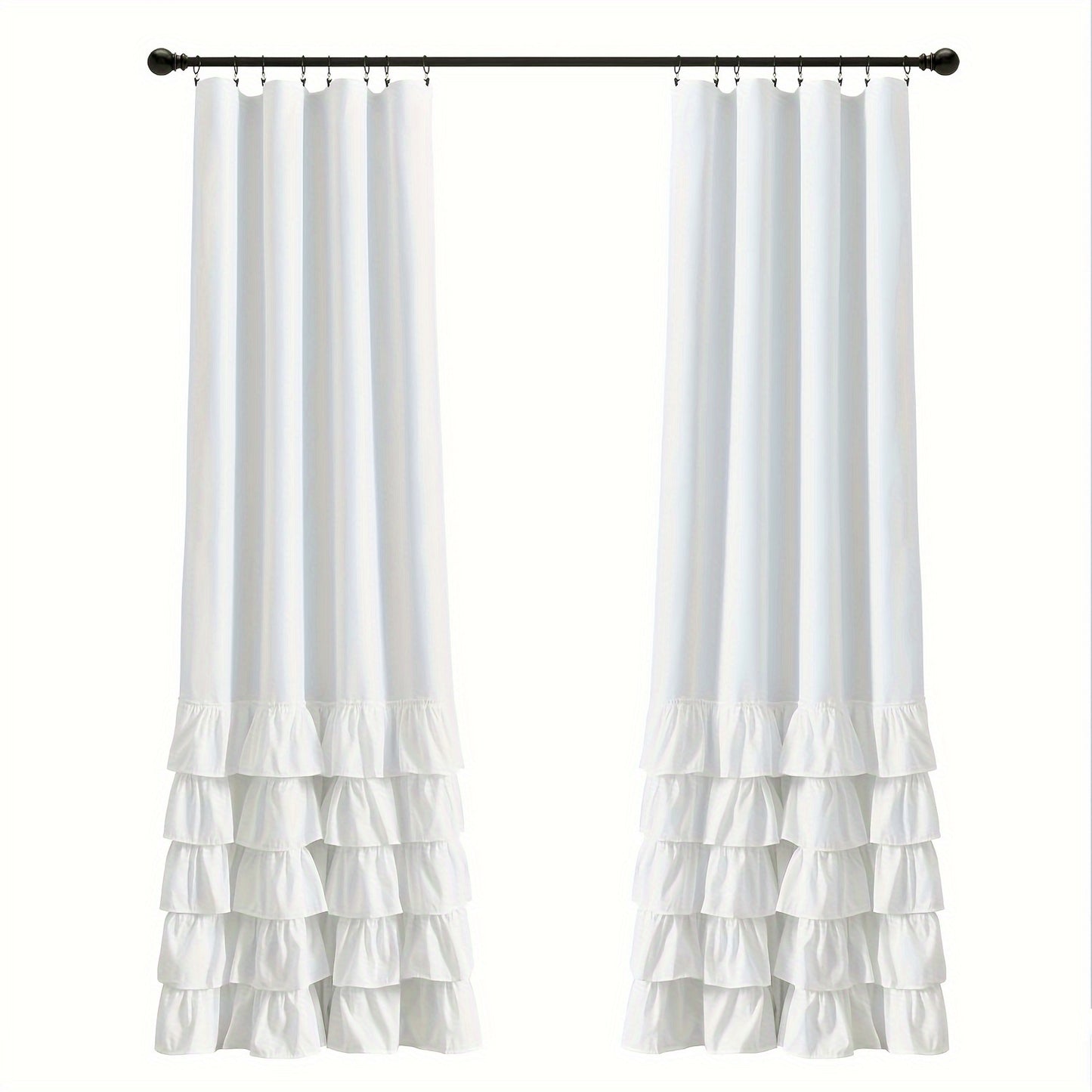 2pcs Heavy Duty Ruffle Curtains, Decorative Curtains For Living Room, Office Home Decor