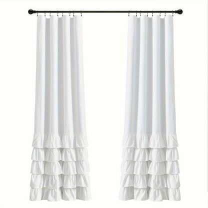 2pcs Heavy Duty Ruffle Curtains, Decorative Curtains For Living Room, Office Home Decor