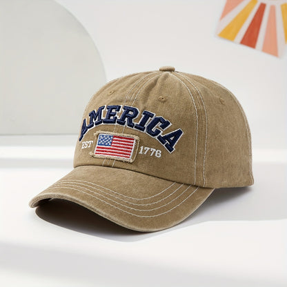 Premium Quality Embroidered National Flag Baseball Cap - Fashion-Forward European & American Style - Sun-Protective Casual Hat with Lettering - Perfect for Men and Women