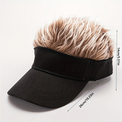 1pc Quirky Faux Hair Baseball Cap for Men - Sporty Non-Woven Design, Novelty Fashion Accessory for Everyday Wear - Perfect for Casual Outings and Outdoor Activities