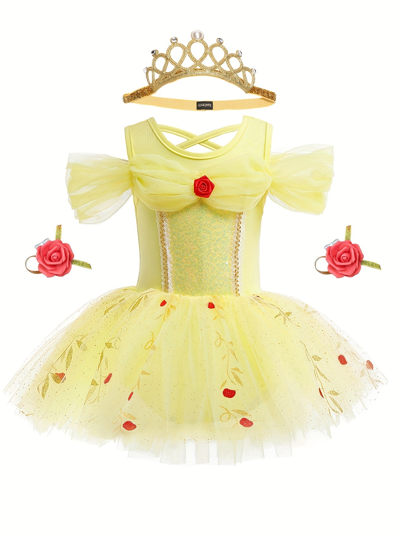 Fabulous Puffy Princess Dress! Perfect For Girls Birthday Gift Party Dress Kids Costume (including Crown Headband)