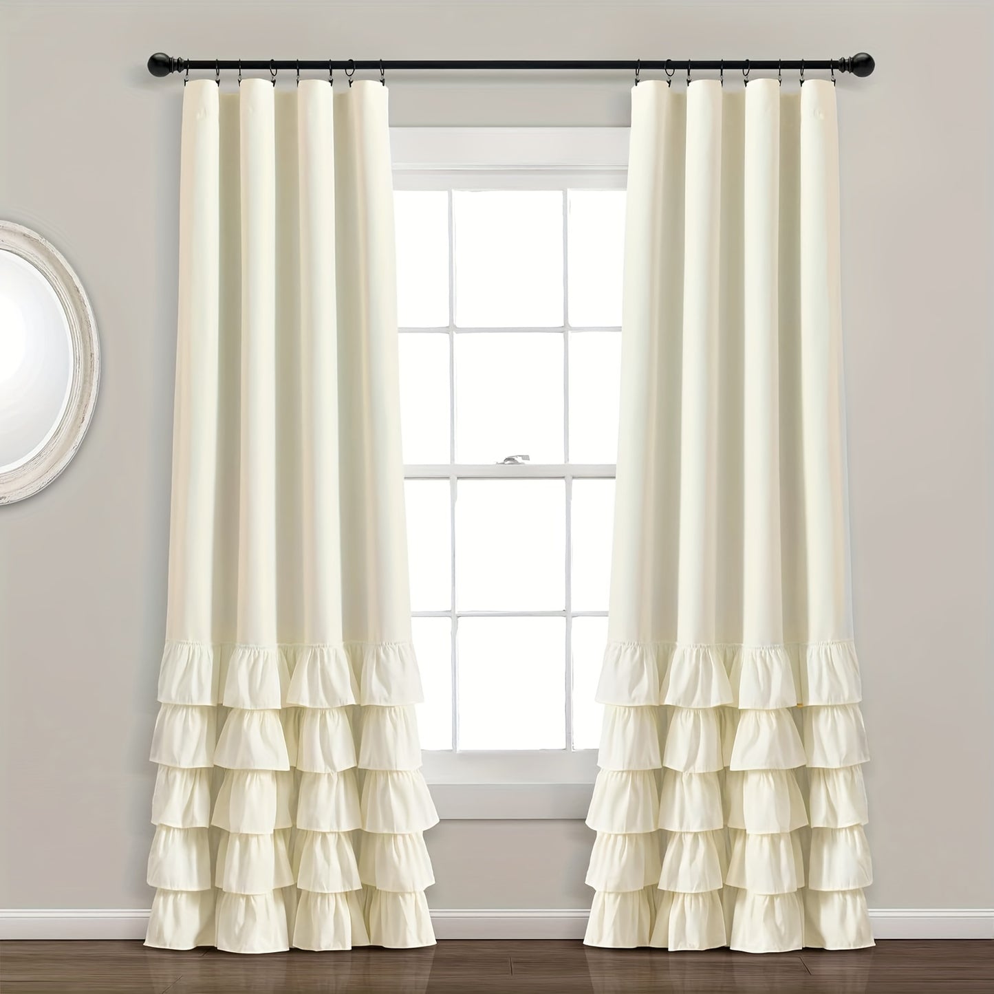 2pcs Heavy Duty Ruffle Curtains, Decorative Curtains For Living Room, Office Home Decor