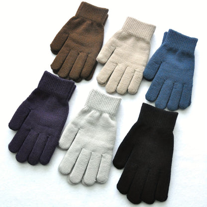 Set of 2 Unisex Thermal Winter Mittens - Soft, Stretchy, and Warm Jacquard Knit Polyester Gloves with Elasticized Cuffs, Hand Washable, Ideal for Cold Weather, Outdoor Activities, and Daily Use