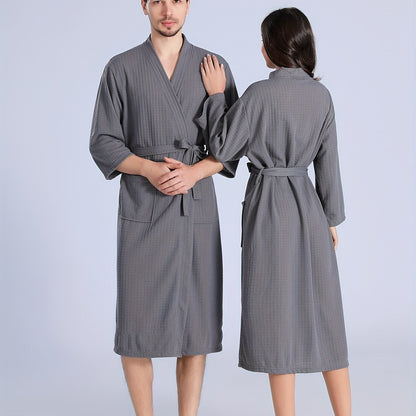 Men's Breathable Comfy Solid Color Thin Style Robe For Home Pajamas Wear Nightgown Sets After A Bath For Spring And Summer