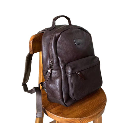 HOTan and NEWn Retro Men's Cowhide Backpack Large Capacity Multi-Functional Business Backpack Men's and Women's Travel Bag 8595