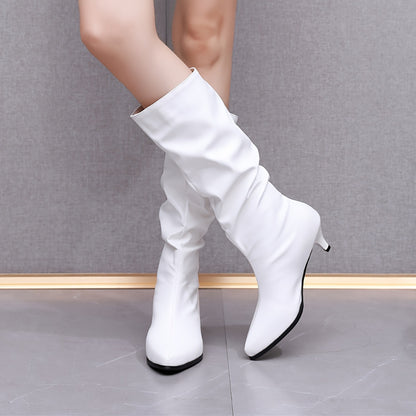 Fashion-Forward Kitten Heel Boots: Chic Pointed Toe, Easy Slip-On, Versatile Solid Color - Perfect for Every Occasion