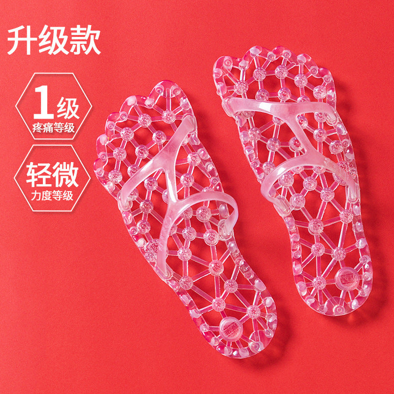 Red Slippers Women's Summer Couple Massage Women's Outer  New Summer PVC Finger Pressure Slippers Health Shoes