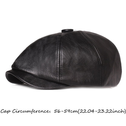 Octagonal Unisex Beret - 100.00% PU Leather, Forward Newsboy Style, Fashionable Hat for Men and Women