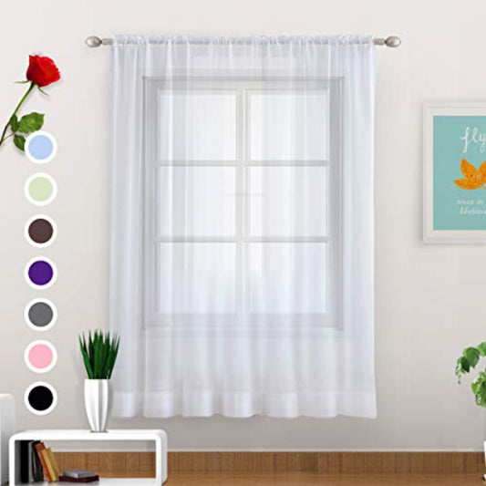 1pc Elegant Rod Pocket Sheer Voile Window Curtain - White, Soft, Light-Filtering, and Breathable - Perfect for Kitchen, Bedroom, Living Room Home Decor, Adding a Touch of Elegance and Sophistication