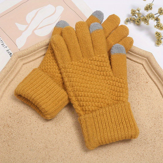 Gloves Women's Winter Plus Velvet Thickened Coldproof Riding Touch Screen Warm Knitted Gloves