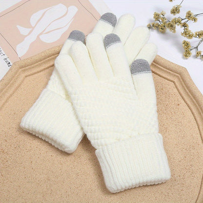 Gloves Women's Winter Plus Velvet Thickened Coldproof Riding Touch Screen Warm Knitted Gloves