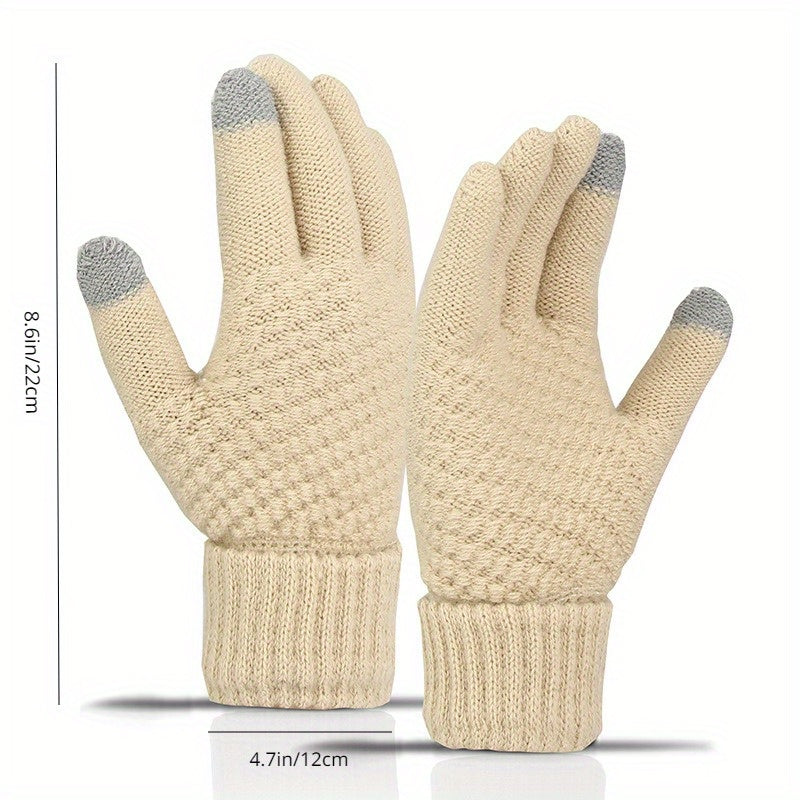 Gloves Women's Winter Plus Velvet Thickened Coldproof Riding Touch Screen Warm Knitted Gloves