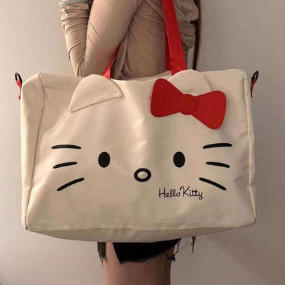 Hello Kitty Waterproof Travel Handbag: Stain-Resistant, Lightweight with Floral Design - Secure & Roomy, Perfect for Office