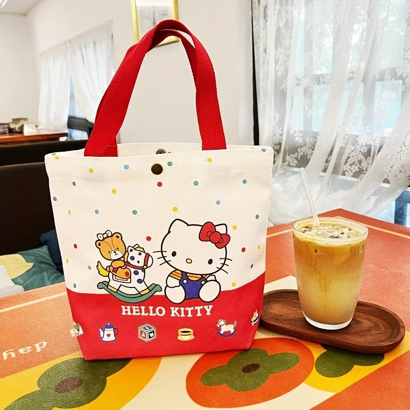 Charming Sanrio Character Canvas Tote Bag, Durable Cute Melody Kulomi Pachacoo Print, Spacious Portable Storage for School & Travel