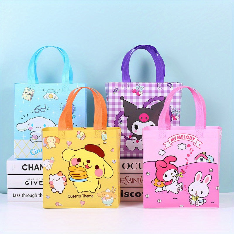 4pcs Durable Kuromi Tote Bags - Adorable Cartoon Prints for Gifts & Shopping - Stylish, Portable, and Fun