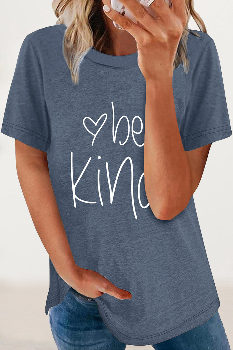 Casual Letter Print O Neck T-Shirts