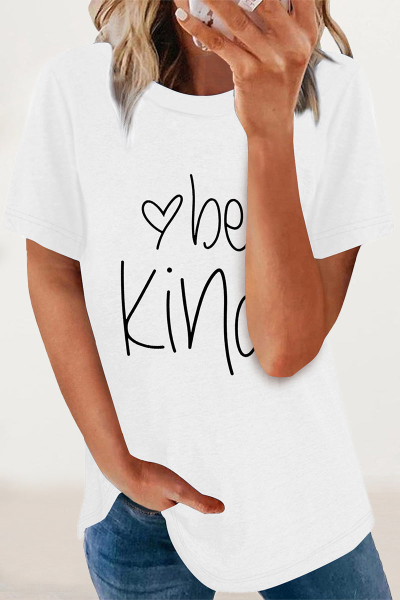 Casual Letter Print O Neck T-Shirts