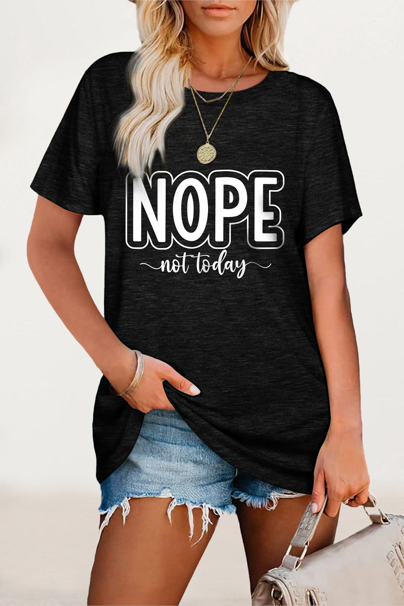 Casual Letter Print O Neck T-Shirts