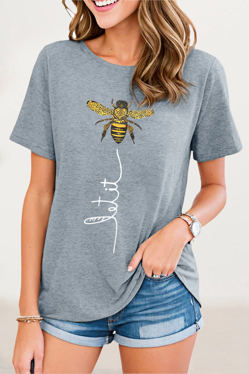 Casual Animal Letter Print Patchwork O Neck T-Shirts