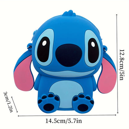 Disney Stitch Silicone Crossbody Bag With Adjustable Strap - Zippered Coin Purse & Handbag