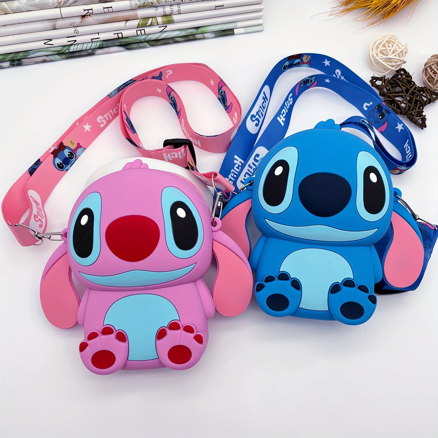 Disney Stitch Silicone Crossbody Bag With Adjustable Strap - Zippered Coin Purse & Handbag