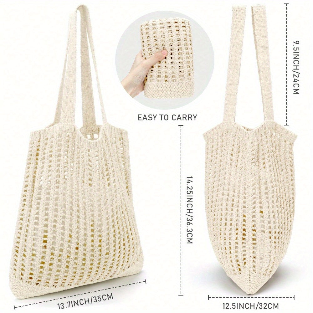 Hatisan 1 Pc Crochet Tote Bag For Women Tote Bag Aesthetic Crochet Beach Bag Hobo Bag Hippie Bag Summer Bag