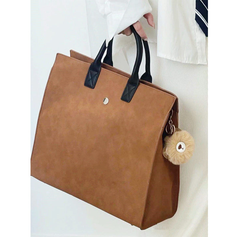 Large Capacity Tote Bag for Women - PU Leather, Zipper Closure, Dry Clean, Casual Shoulder Handbag, Business Computer Bag, Versatile Autumn Winter Style, No Oil Edges, No Accessories Included