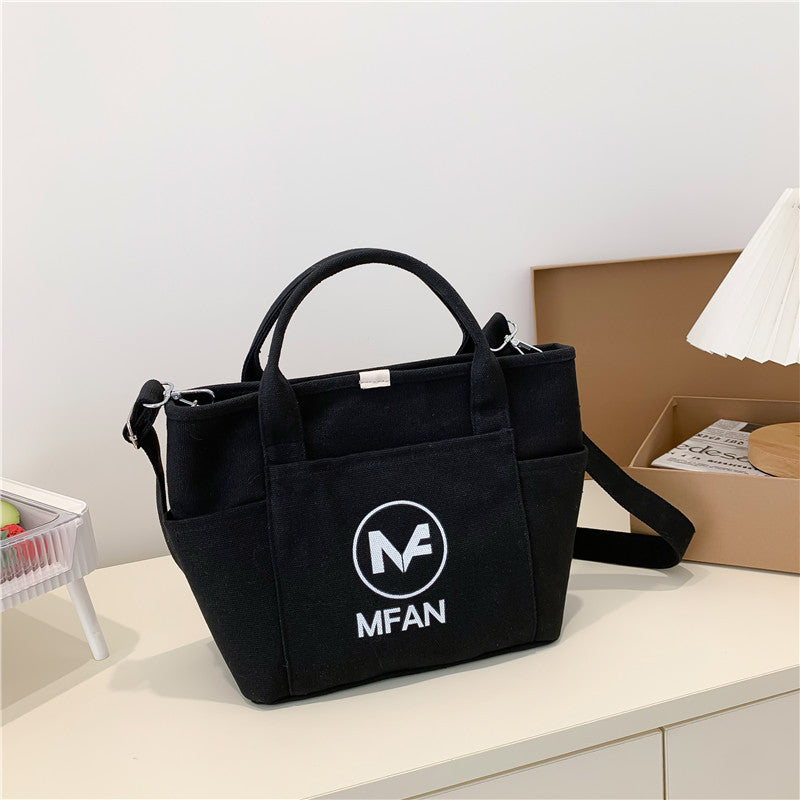 Casual Canvas Tote Bag with Removable Strap - Zipper Closure, Polyester Lining, Positioning Printing - Perfect for Work, Office, School, and Daily Use