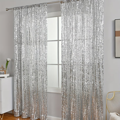 1pc Luxurious Sequin Backdrop Curtain - Blackout, Decorative, Photography-Ready - Perfect for Bedroom, Living Room, Party, Wedding, Home Decor