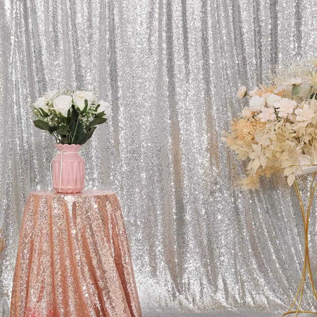 1pc Sequin Backdrop Curtains Glitter Photo Booth Backdrops Curtains Sparkly Photography Background Curtain For Parties Birthday Wedding Bridal Christmas Halloween Home Decorations, 6.0ft*96.06inch