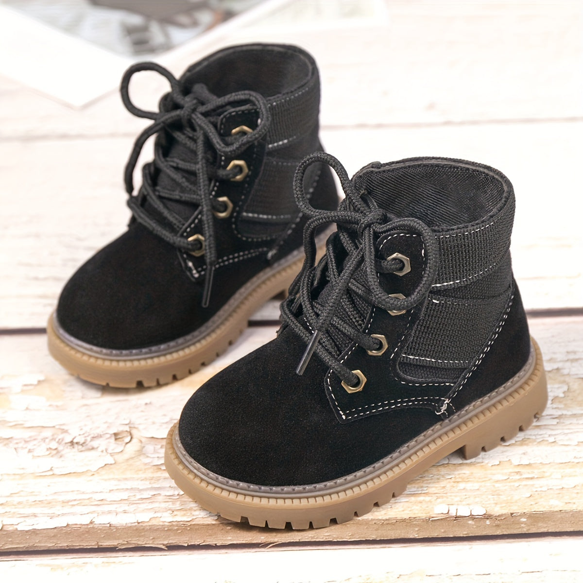 Classic Lace Up Boots For Boys Kids, Comfortable Non Slip Boots For Indoor Outdoor Travel, All Seasons