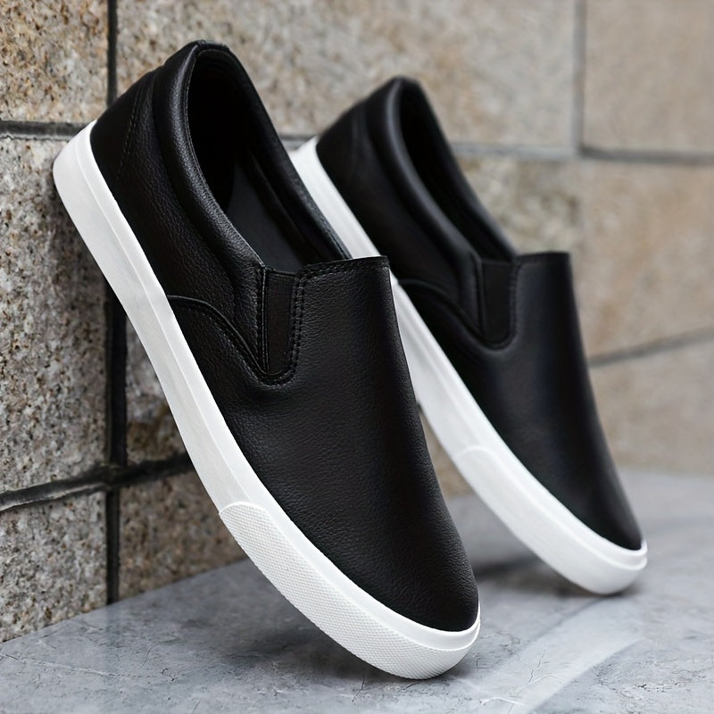 Plus Size Men's Solid Colour Slip On Skateboard Shoes - Comfy, Non Slip, Breathable, Casual Sneakers for Outdoor Activities with Superior Grip and Support