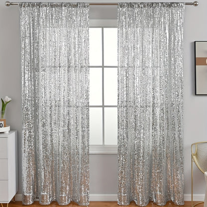 1pc Luxurious Sequin Backdrop Curtain - Blackout, Decorative, Photography-Ready - Perfect for Bedroom, Living Room, Party, Wedding, Home Decor