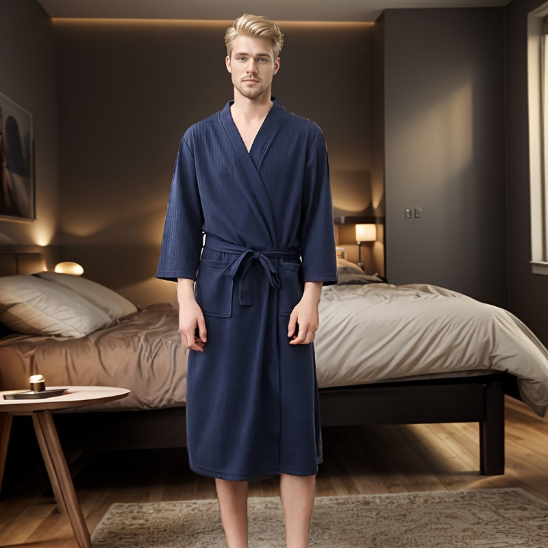 Contemporary Polyester Bathrobe for Men and Women – Soft, Quick-Dry, Water-Absorbent, Space-Themed Knit Robe with Other Patterns – One Size Fits S to XL, 230gsm