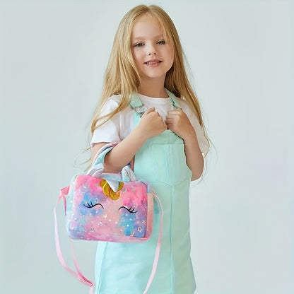 Playful Unicorn Embroidered Crossbody Bag for Girls - Lightweight, Fade-Resistant with Secure Zip Pocket