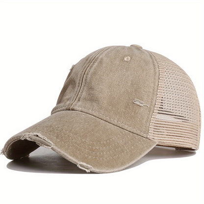 Breathable Vintage Cotton Cap | Unisex Sunshade Hat, Adjustable Mesh Trucker for Casual Sports