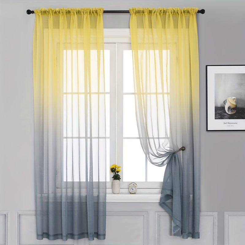 1 Panel Modern Gradient Sheer Curtain - Translucent, Not Transparent, Balcony and Room Darkening Solution - Perfect for Bedroom, Living Room, and Home Decor