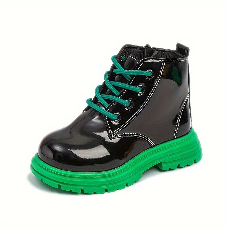 Kids' Fashionable Color-Block Ankle Boots -, Slip-Resistant & Lightweight for Spring/Fall