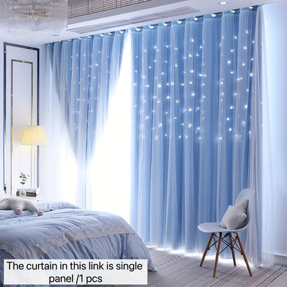 1-Panel Pink Blue Style Double-Layer Gauze Starry Sky Curtain - Panels for Living Room, Bedroom, Kitchen, Bathroom with Home Decor, Room Decor, and Insulation Function