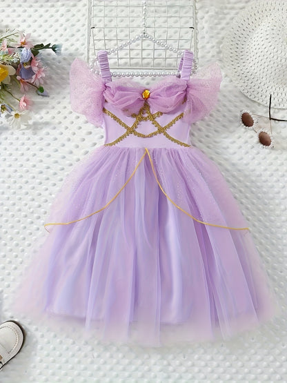 Dreamy Girls Sleeveless Princess Tutu Dress - Sparkling Mesh for Parties & Performances - A Delightful Gift Idea for Little Royalty