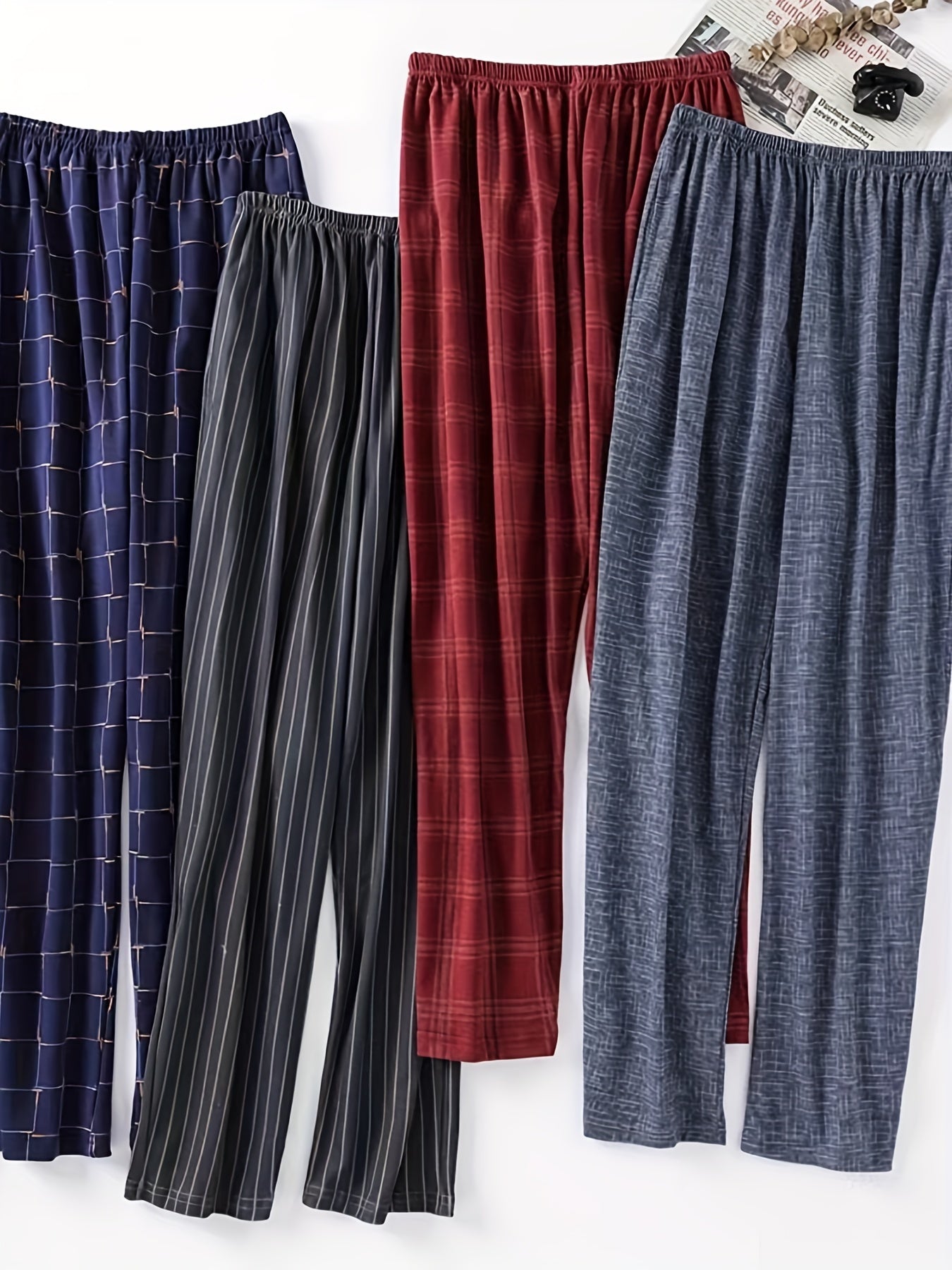 Men's Trendy Plaid Loose Pajama Pants, Stylish All-match Pants, Comfy & Breathable For Autumn And Winter