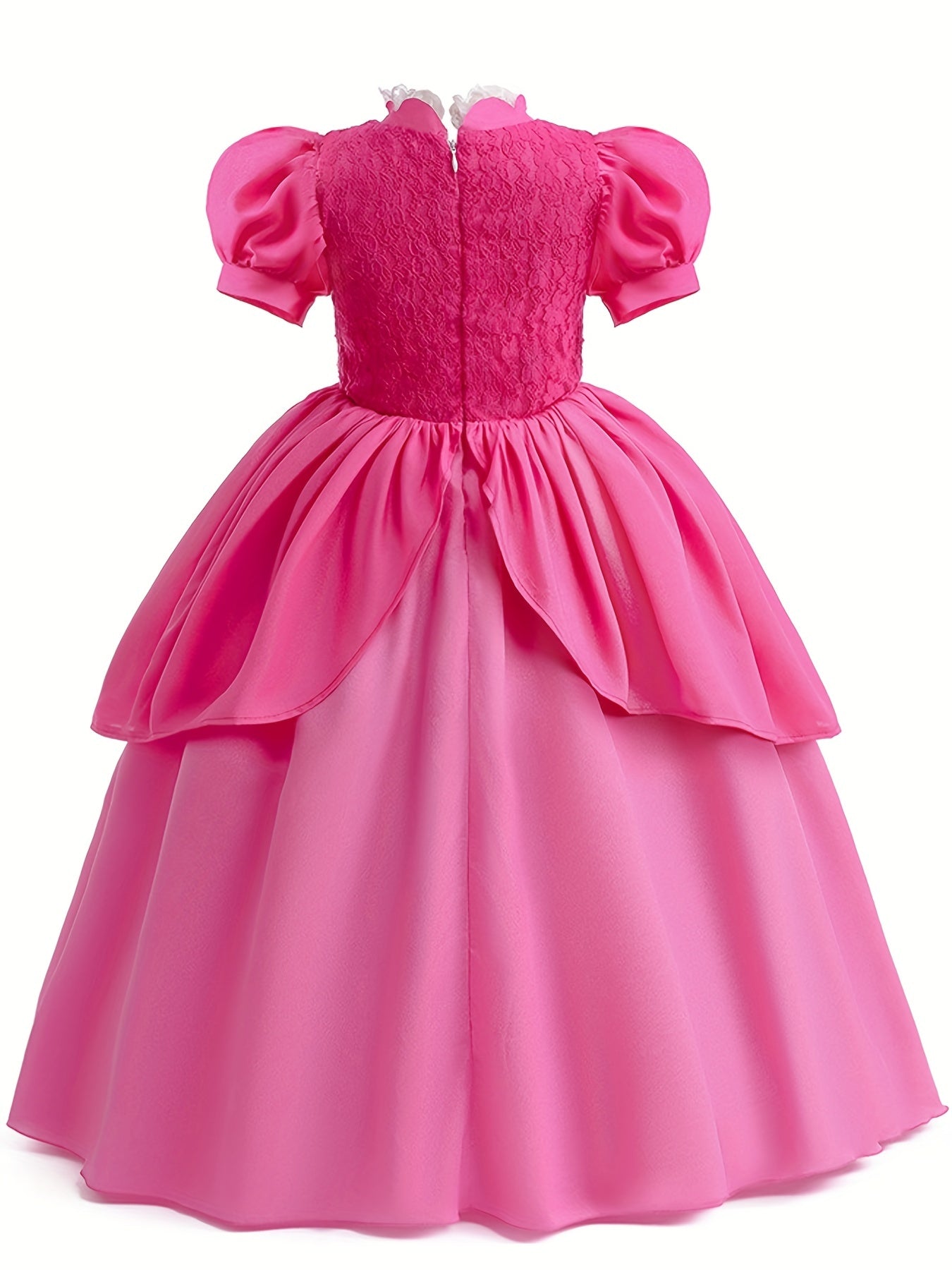 Girls Princess Dress Frill Neck Puff Sleeve Ruffle Skirt Lace Decoration Festival Party Dance Birthday Cosplay Costume Halloween Costume Kids Clothes mardi gras