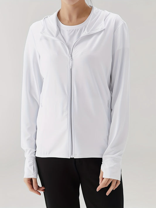 Ultralight Womens Hooded Jacket - Breathable, Quick-Drying, Slightly Stretchy Polyester Top for Outdoor Enthusiasts - Perfect for Beach, Travel, Fishing, and More!